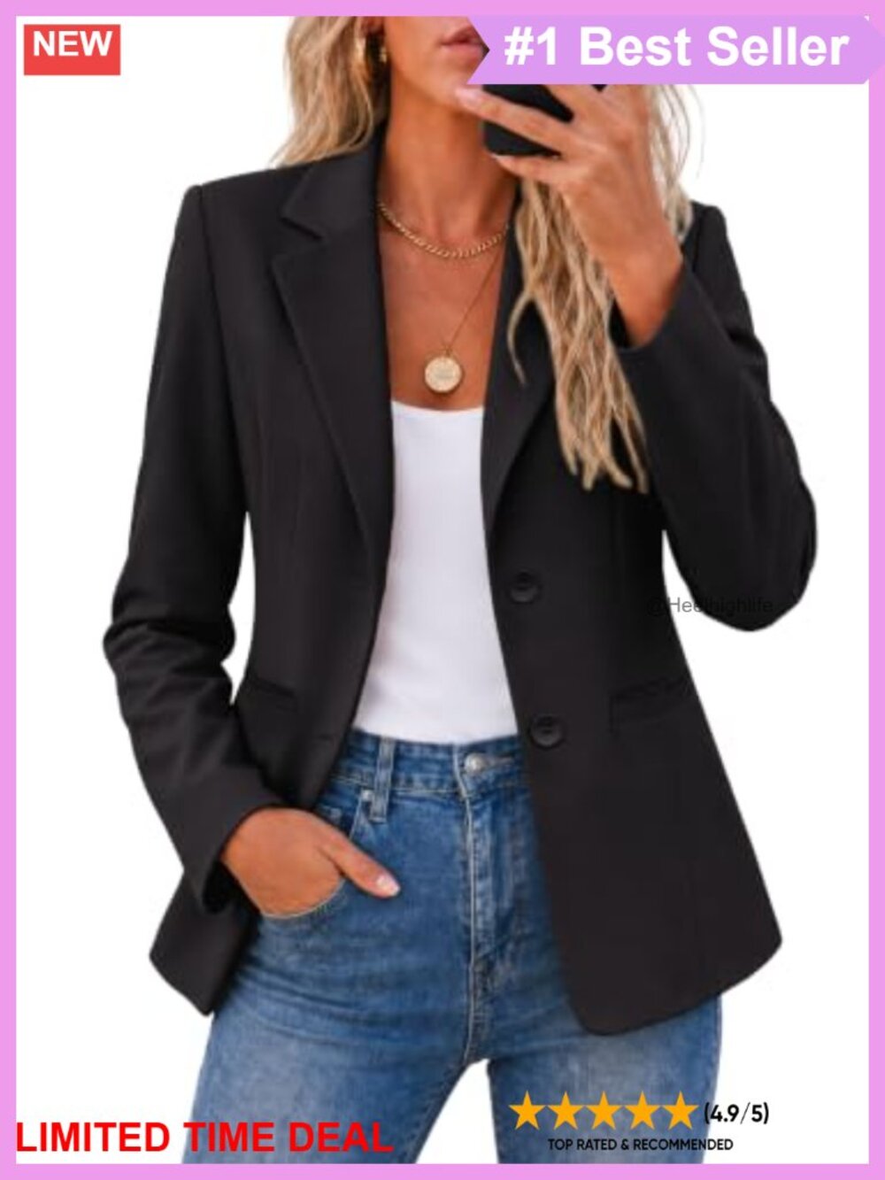 Women's Business Casual Blazer Long Sleeve Open Front Slim Fit Work Jacket